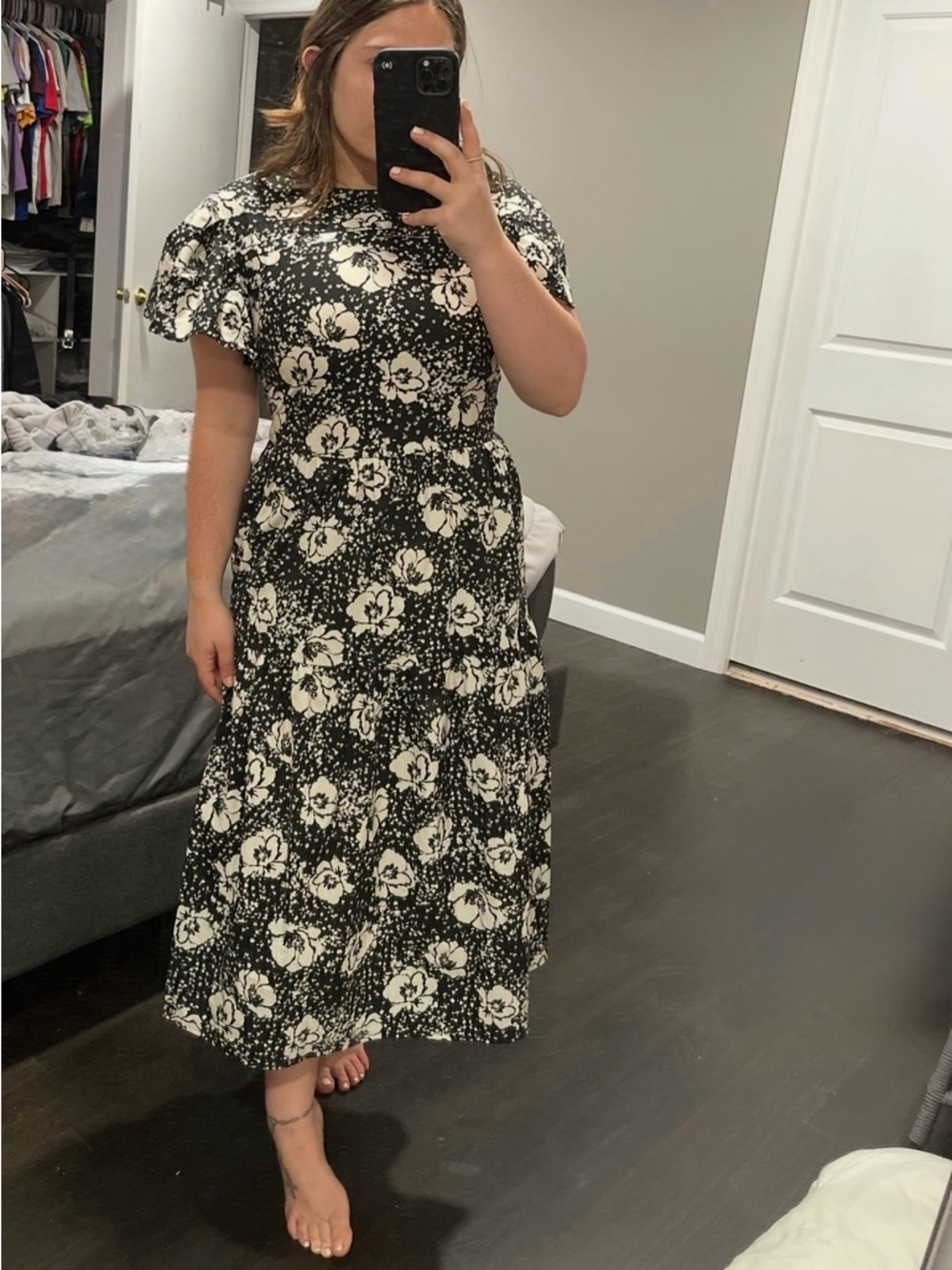 NWT Who What Wear Black and White Floral Maxi Dress